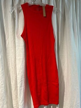 SKIMS Red Sleeveless Midi Dress